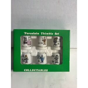 Vintage 1987 MSR Imports Porcelain Frog Thimble Set of 6 Rhett Froggler Mae Frog